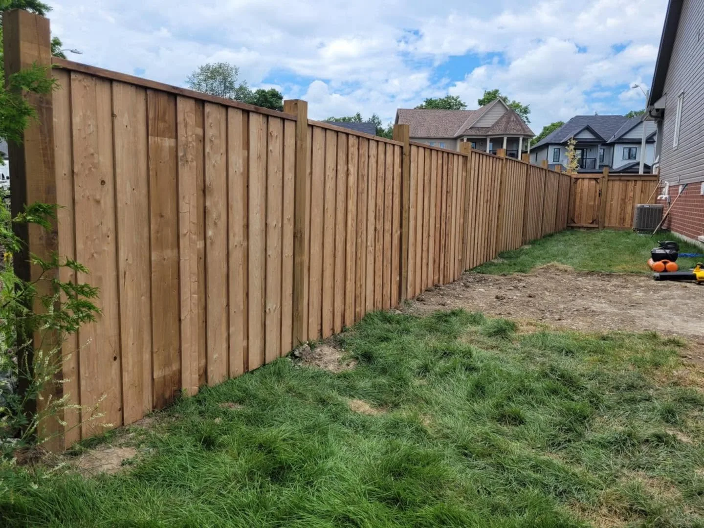 Wood fence installation
